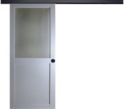 Porta Scorrevole in Vetro Athena RAL7035 H204 x L73 + Binario in Alluminio Nero e 2 Gusci Neri