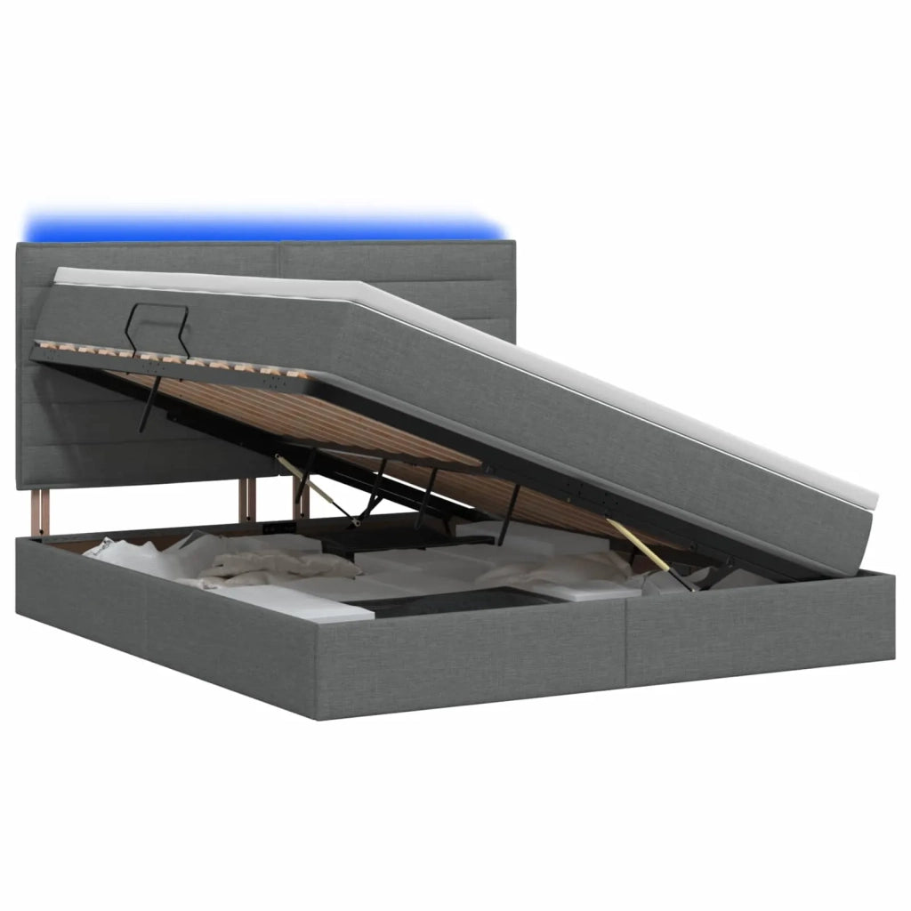 Letto con contenitore LED e materasso Grigio Scuro 140 x 200 cm 3459886