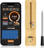 Termometro di carne senza fili termometro di carne intelligente 100 m bluetooth termometro di carne per griglia termometro di carne per forno griglia barbecue rotisserie con connessione via app 

Specifiche tecniche: IP67