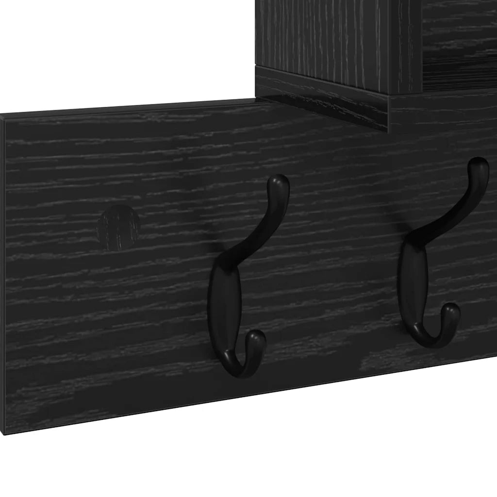 Appendiabiti a muro Rovere Nero 100 x 12 x 43,5 cm 874412