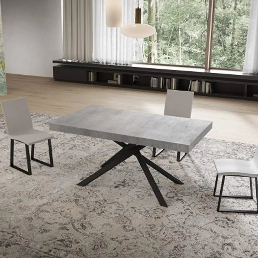 Tavolo allungabile 160/264x90 cm Niket colore cemento gambe antracite