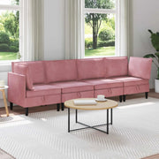 Set di mobili per il soggiorno con cuscino 4 pcs Rosa Velluto
