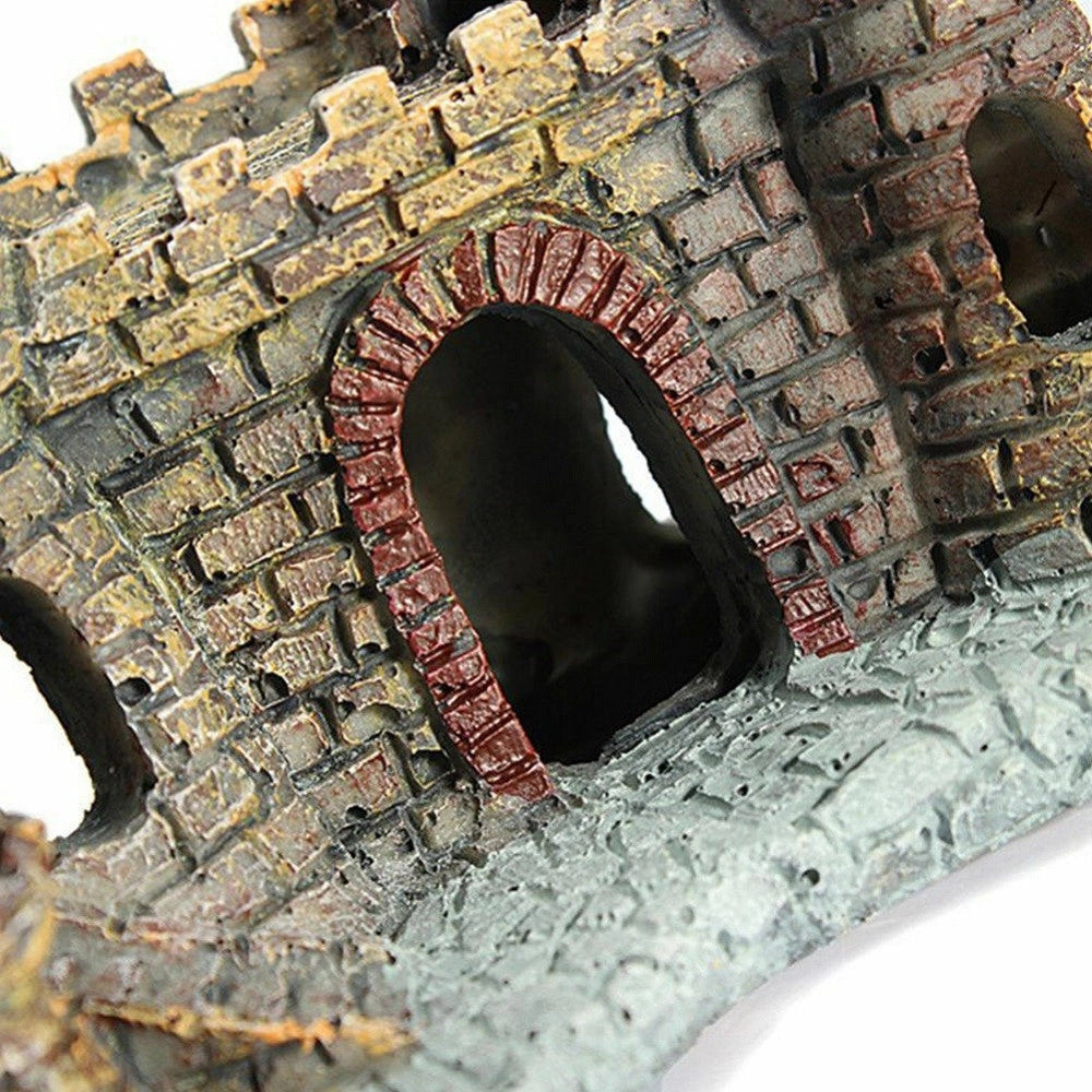 Trade Shop - Decorazione Per Acquario Castello Con Torre Resina Pesci Acqua H10 Cm Ornamento -