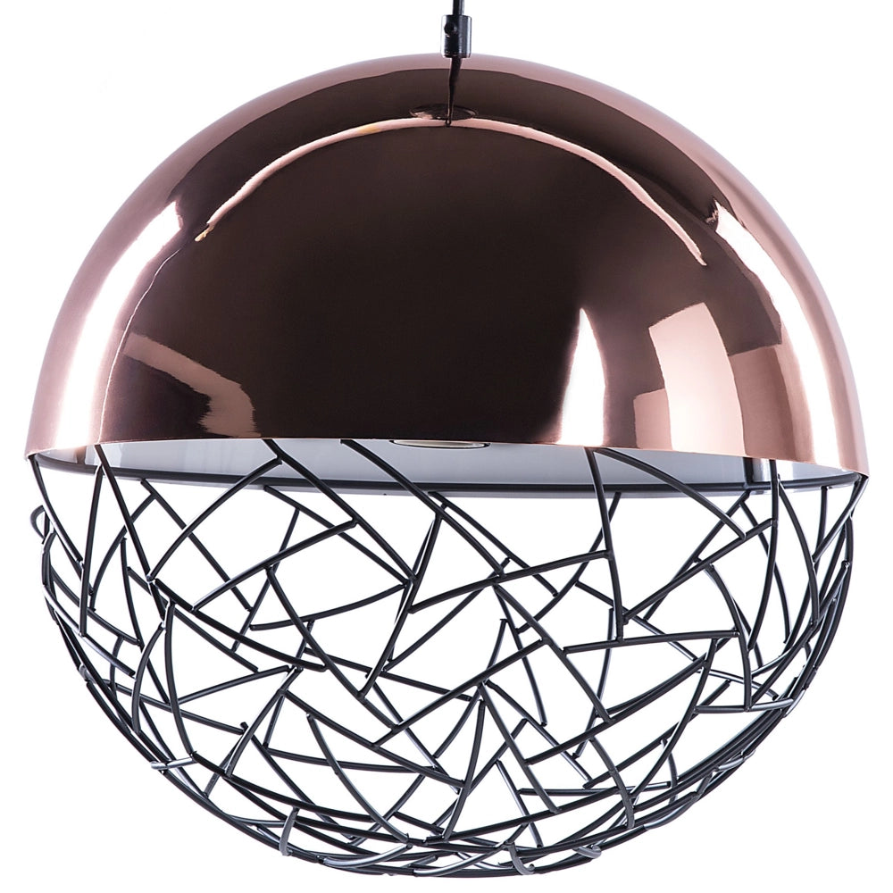 Lampada a Sospensione Globo 1 Luce Lampada in Rame Quadro Moderno