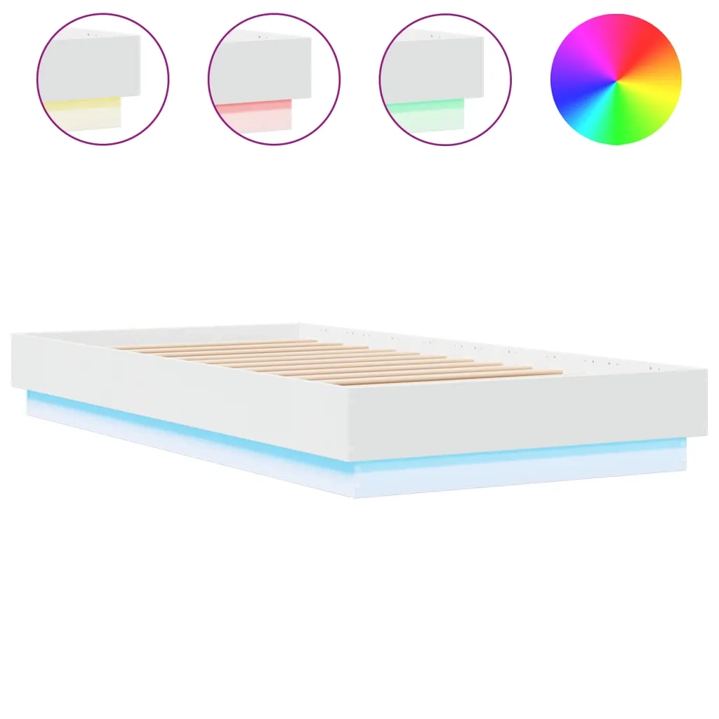 Giroletto con LED-Struttura Letto Bianco 75x190 cm