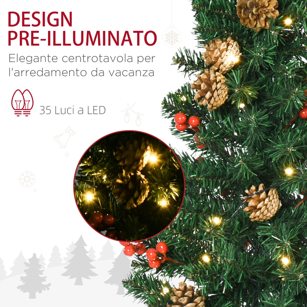 EasyComfort Decorazioni Natalizie, Set 4 Pezzi con 2 Alberelli di Natale Φ40x90 cm, Ghirlanda Natalizia e Corona di Natale