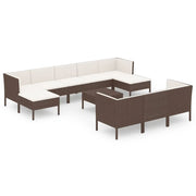 Mobili da giardino mobili da esterno Set di mobili da 11 pezzi con cuscini in resina intrecciata marrone 02_0015425