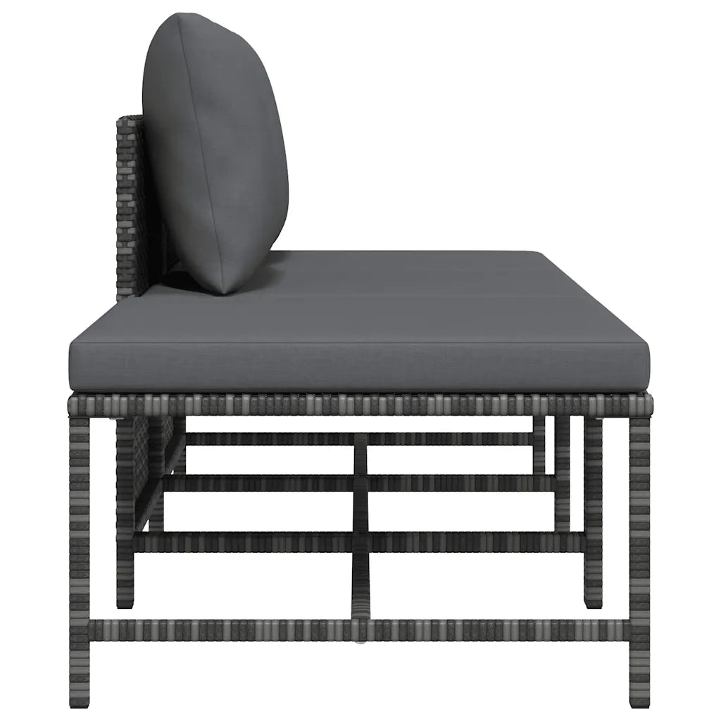 Set Divani da Giardino 3 pz con Cuscini Grigio in Polyrattan cod mxl 70678