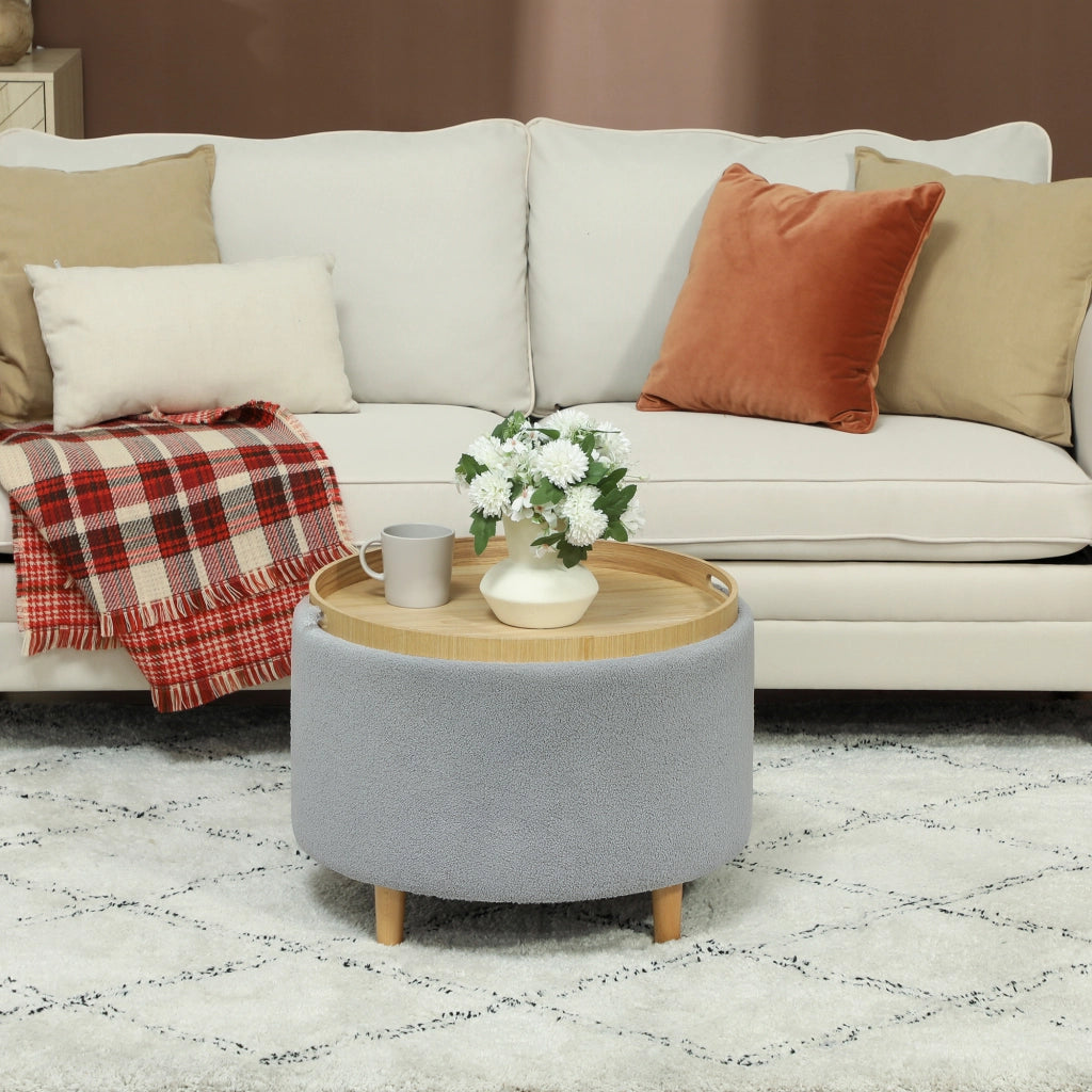 Pouf Imbottito ¨C zephmum ¨C Grigio Teddyfleece 56x56x42 cm