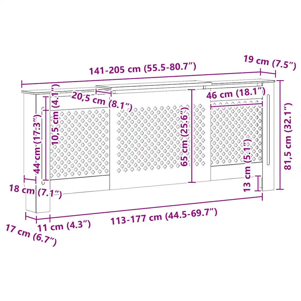 Copertura per Radiatore Grigia in MDF 205 cm CFW3939996