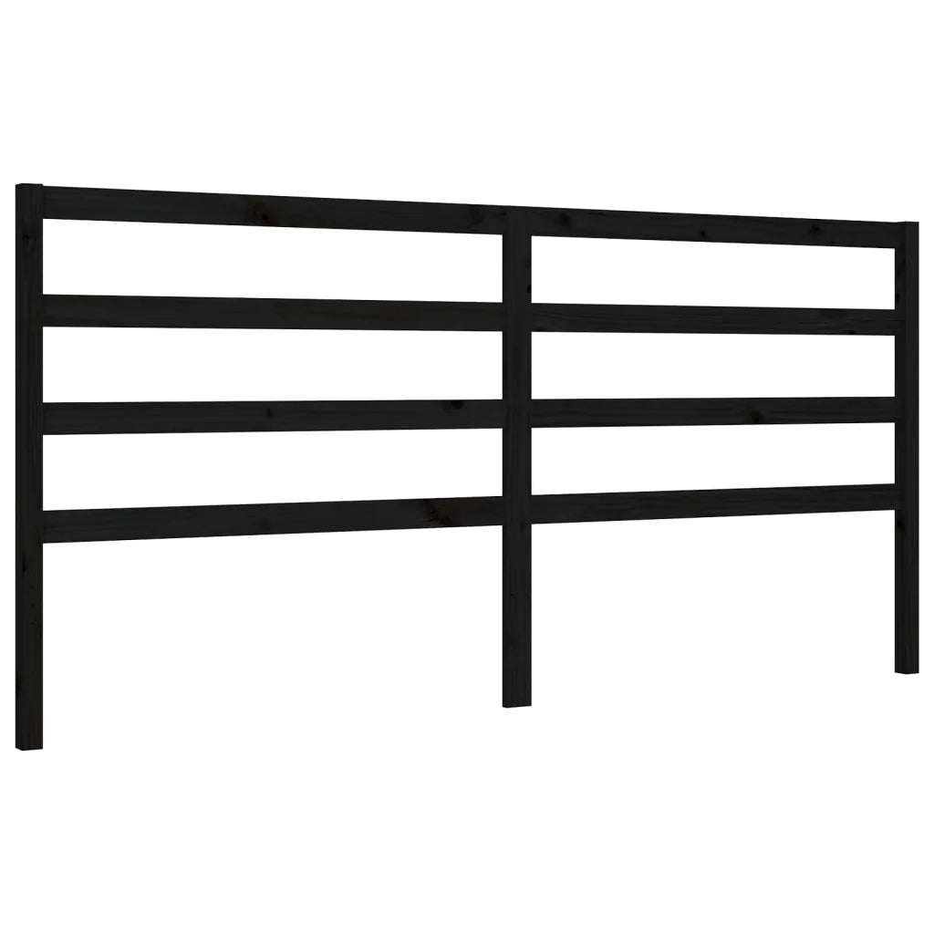 Letto matrimoniale | Letto per adulti | Giroletto con Testiera Nero 200x200 cm in Legno Massello