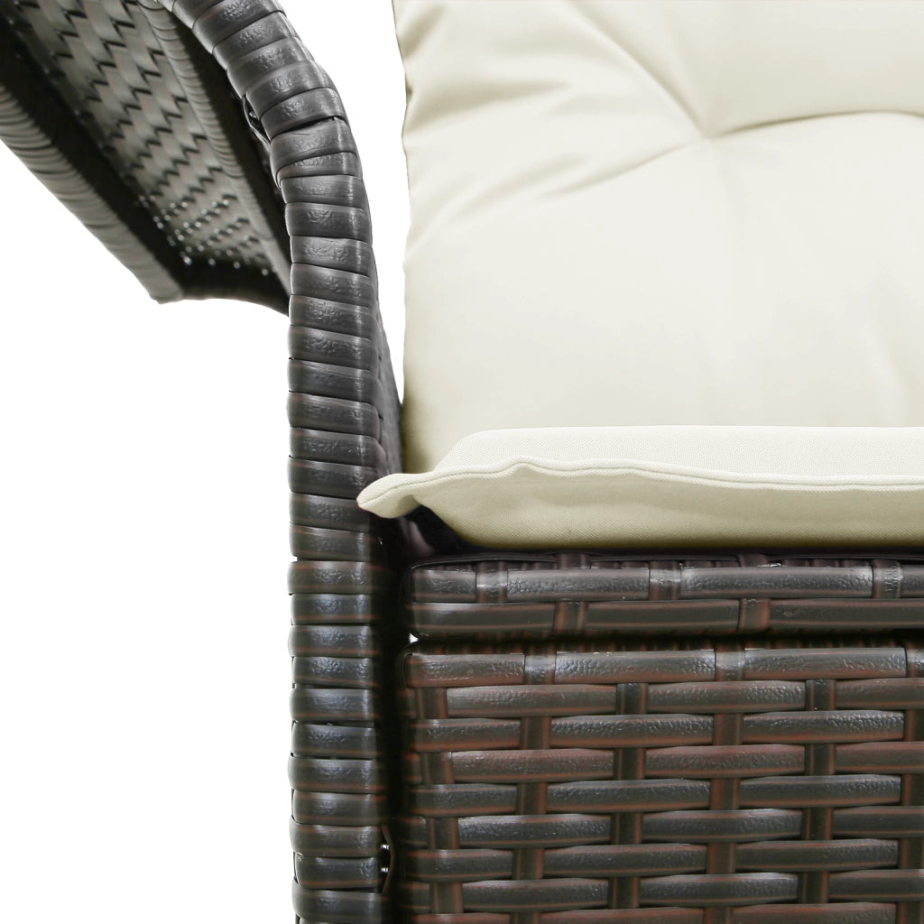 Divano da giardino a 2 posti con cuscini in polyrattan marrone