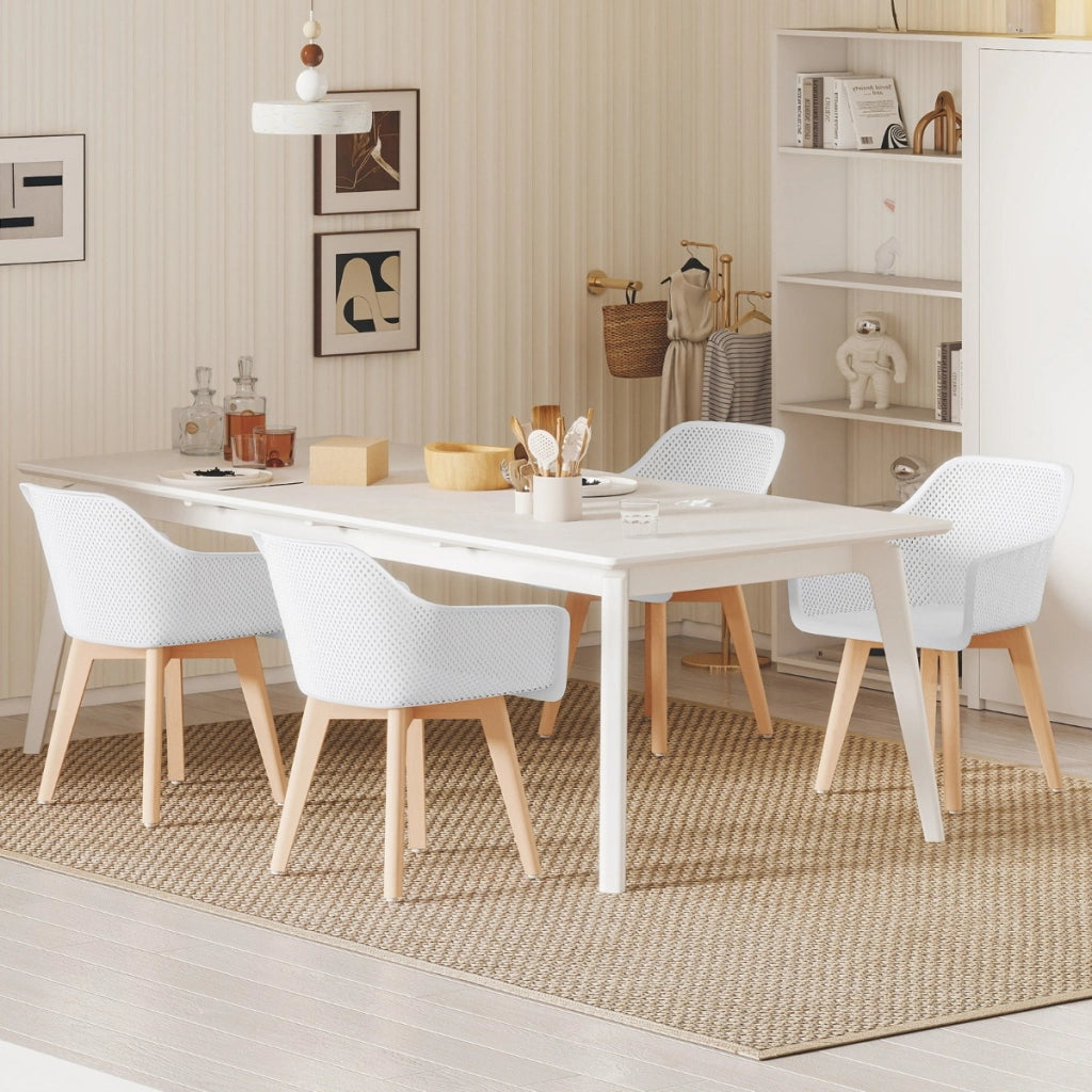 Set di sedie da pranzo moderne in plastica da 2 pezzi con gambe in legno, Sedie da pranzo per sala da pranzo