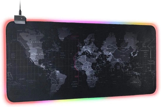Muismat per Giocatori, Tastiera con Illuminazione LED, Muismat XXL con Base Antiscivolo, Superficie Strutturata e Bordi Stilizzati