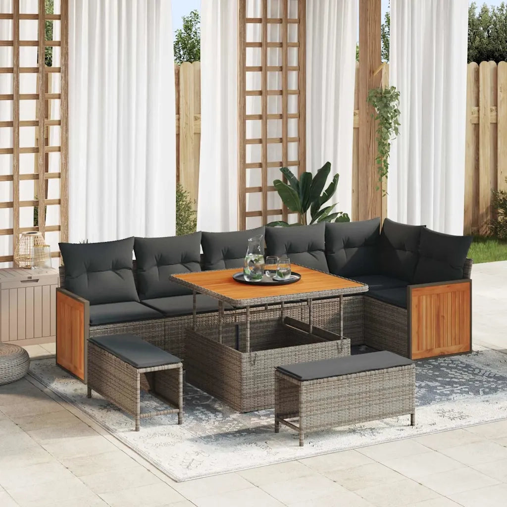 Set Divano da Giardino con cuscino 11 pcs Grigio polyrattan 3365268