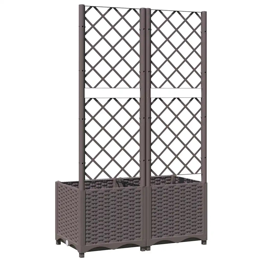 Fioriera da Giardino con Graticcio-Vaso da Esterno-Fioriera con Griglia Marrone 80x40x136 cm in PP