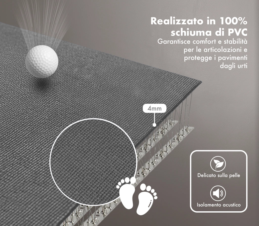 Tappeto Per Esercizi Grande Extra Large 120 x 180 Cm Antiscivolo Resistente Tappetino Allenamento Casa Palestra Materassino Fitness Pilates Yoga In Pvc Arrotolabile Facile Trasporto  - Grigio