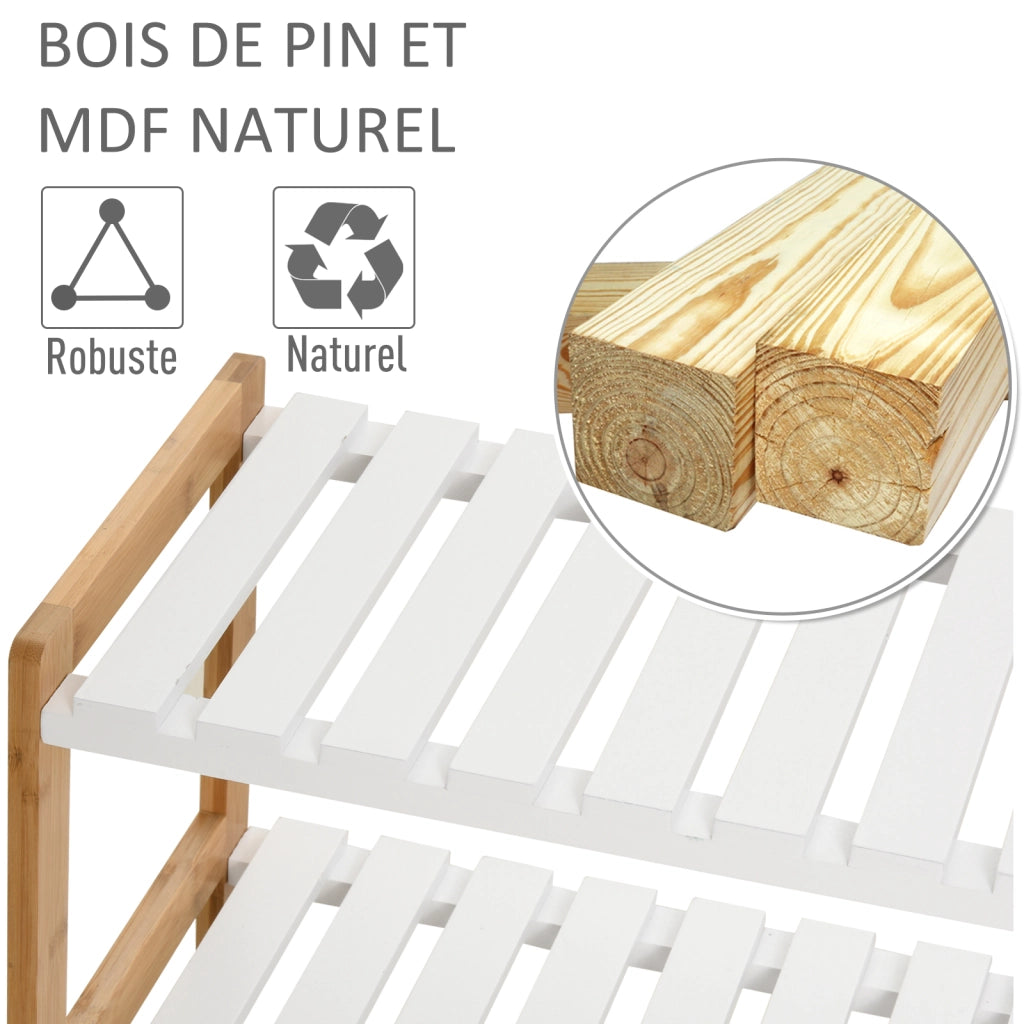 Scarpiera 3 Ripiani ¨C Xylo ¨C Legno Pino Bianco Naturale 70x26x57.5cm