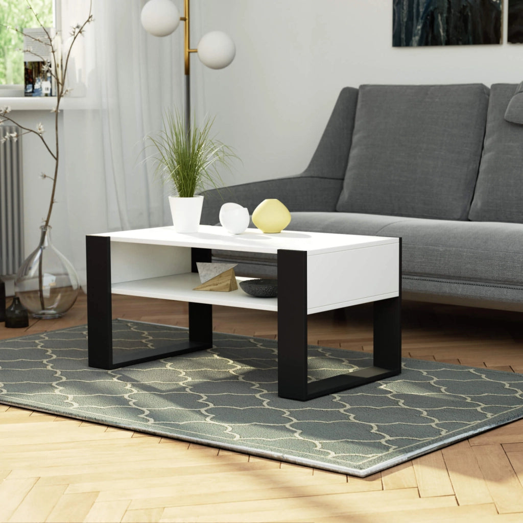 Tavolino da caffè AKORD DOMI Bianca 92 cm Colore Nero 92x53x45 cm