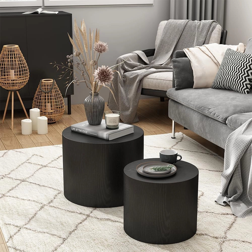 Set di tavolini Giva, Nero, 48 x 48 cm, adatti come tavolini da salotto e per aree lounge
