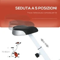 Cyclette Magnetica Pieghevole a 8 Livelli di Resistenza con Seduta Regolabile, in Acciaio, 97x43x110 cm, Rosso