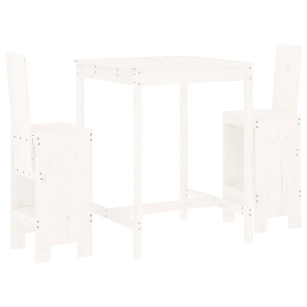 Set Bar da Giardino 3 pz Bianco in Legno Massello di Pinocod mxl 107590
