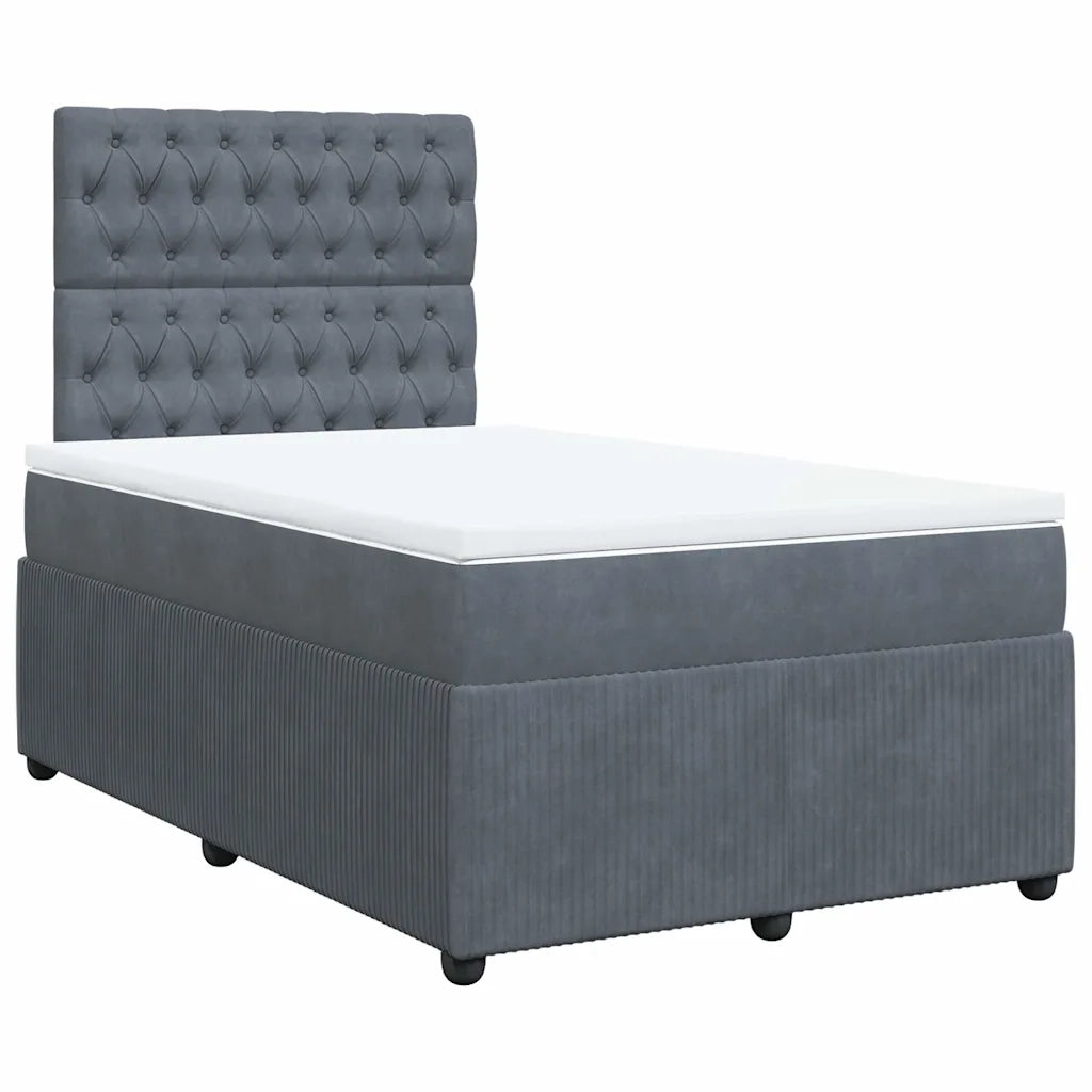 Giroletto a Molle con Materasso Grigio Scuro 120x200 cm Velluto