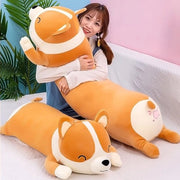 Cuscino di peluche Shiba Inu con forma di animale domestico morbido, ideale come regalo per bambini (giallo, 58cm)