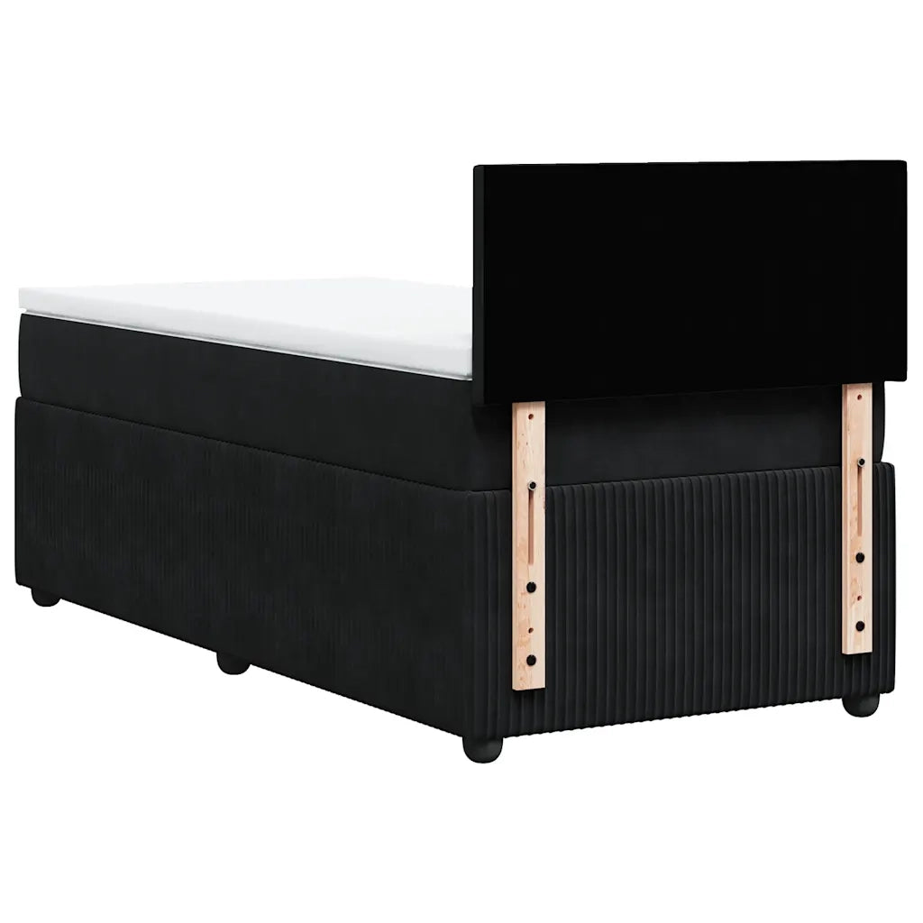 vidaXL Giroletto a Molle con Materasso Nero 90x200 cm in Velluto