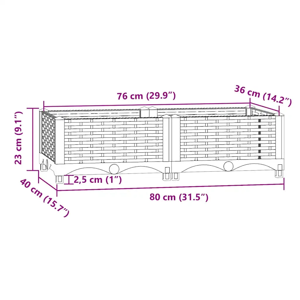 Fioriera Rialzata 80x40x23 cm in Polipropilene 153290