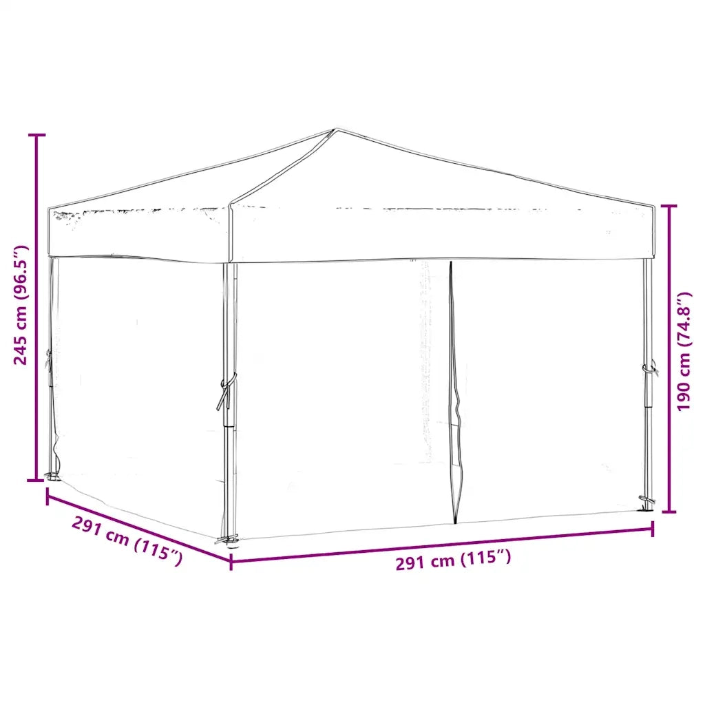 Tenda per Feste Pieghevole con Pareti Laterali Nero 3x3 m cod mxl 60748