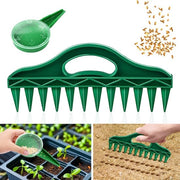 Set di 2 macchine da giardinaggio - aiutante di semina con 12 fori, macchina da semina manuale per il giardino, distributore di semi con regolazione manuale per la semina di semi, contenitore di semi, plettro manuale per la pressione