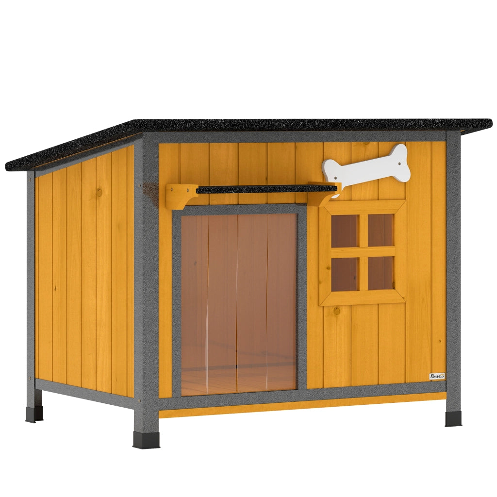 Cuccia per Cani da Esterno in Legno e Acciaio ¨C Zephmum ¨C Giallo