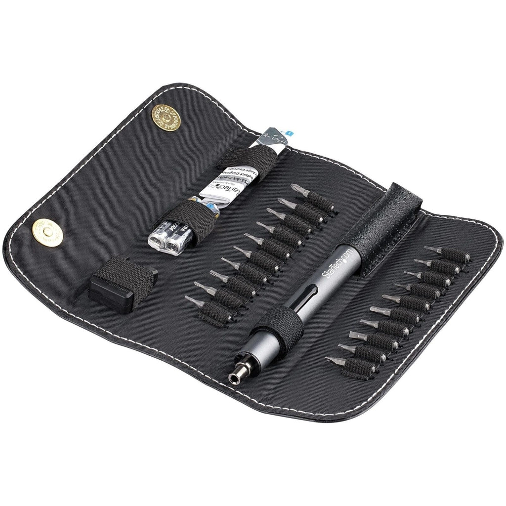 StarTech.com Set di cacciavite elettrico di precisione a 20 pezzi - Kit di cacciaviti a batteria portatile/mini per riparazioni di elettronica - magnetico - senza filo (CTK20PCEDRIVE)