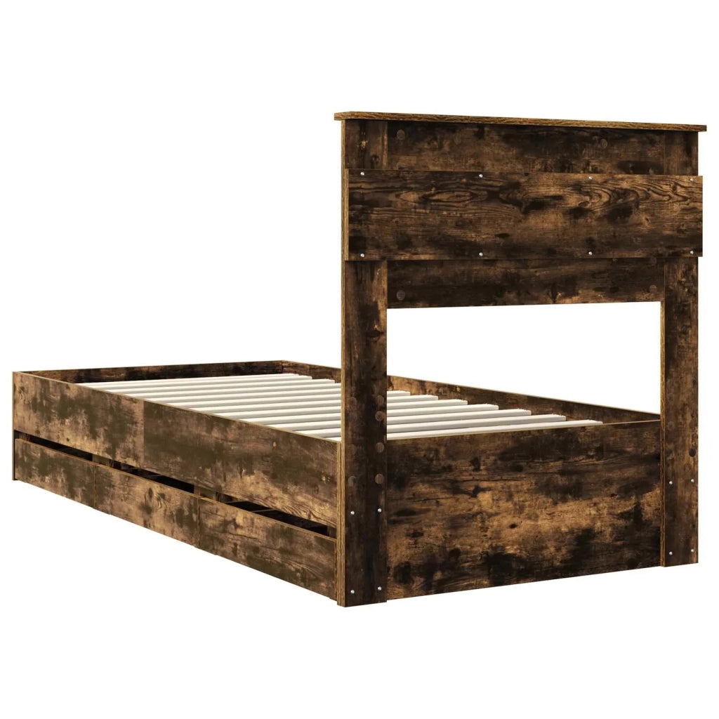Struttura del letto con cassetto Rovere fumé 75 x 190 cm