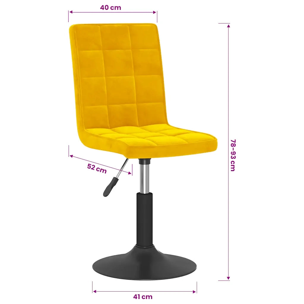 Sedie da Pranzo Girevoli 2 pz Giallo Senape in Velluto