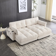 Divano 2 posti 224x140x81 cm modulare separabile in velluto a coste beige