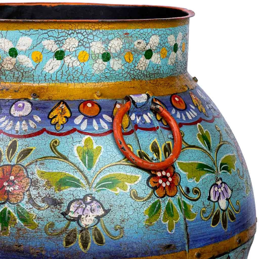 Vaso in metallo dipinto a mano 40x40x57h cm