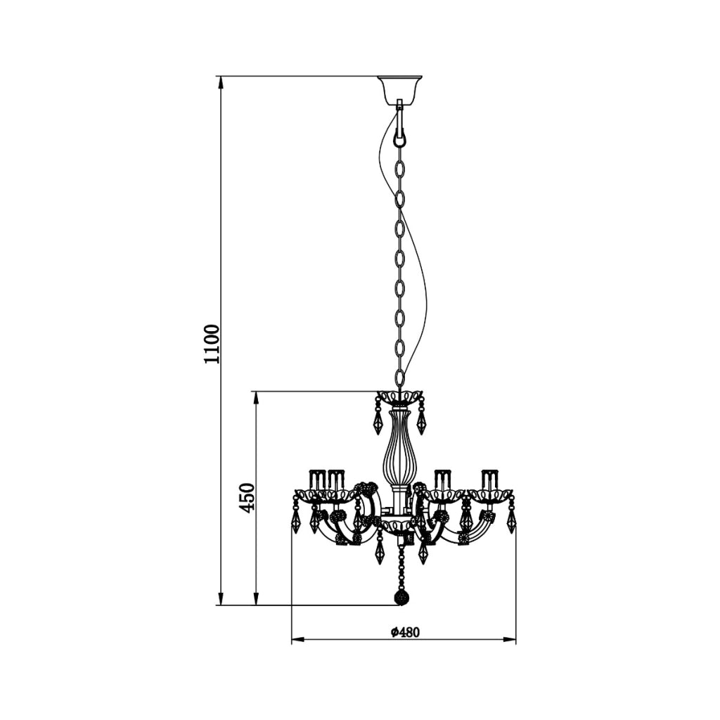 Lampadario Magnolia rococò nero 5xE14 Zuma Line RLD94016-5B