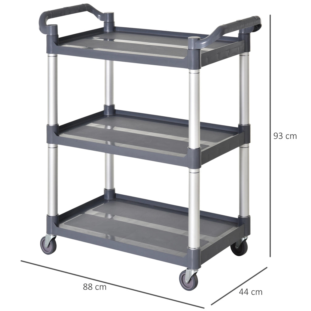 Carrello Portaoggetti 3 Livelli ¨C zephmum ¨C Grigio 88x44x93 cm