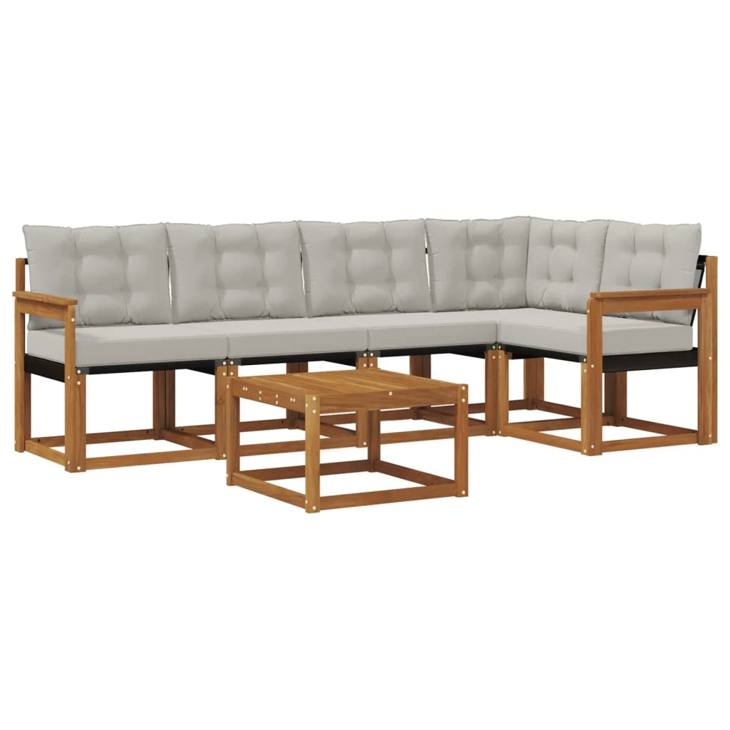 Set di divani da esterno 6 pcs Grigio Naturale e Chiaro