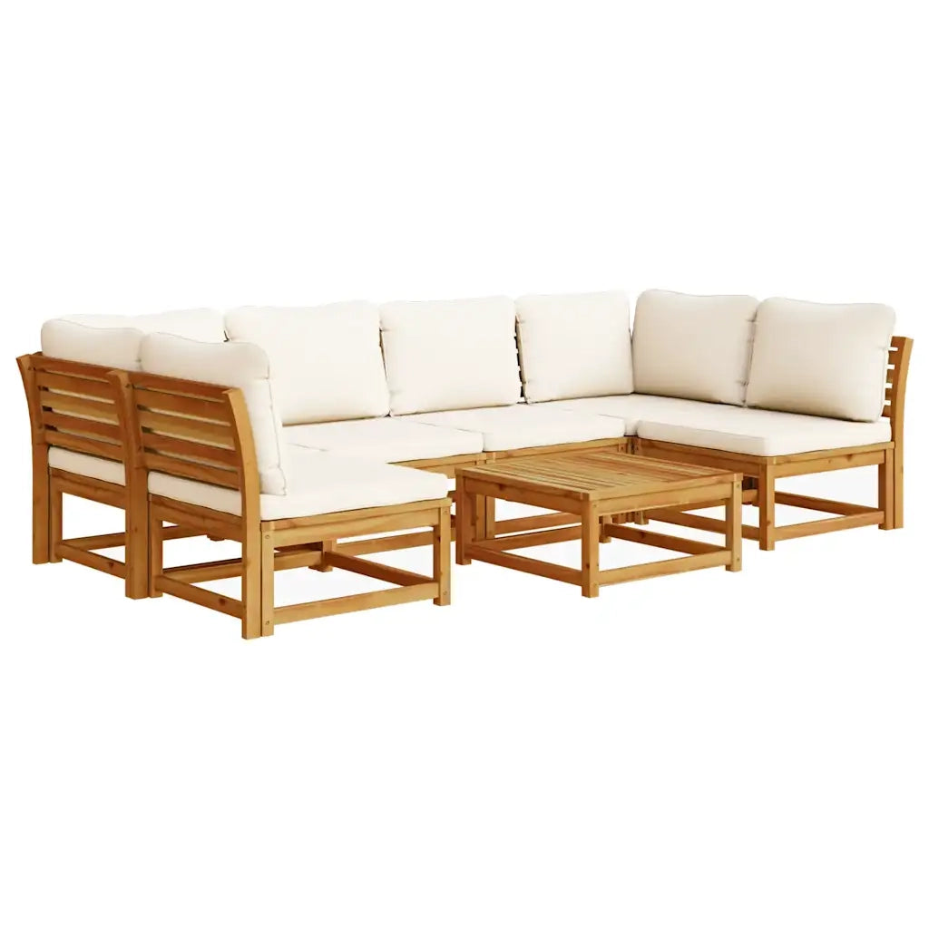 Set Salotto da Giardino 7 pz con Cuscini Legno Massello Acacia