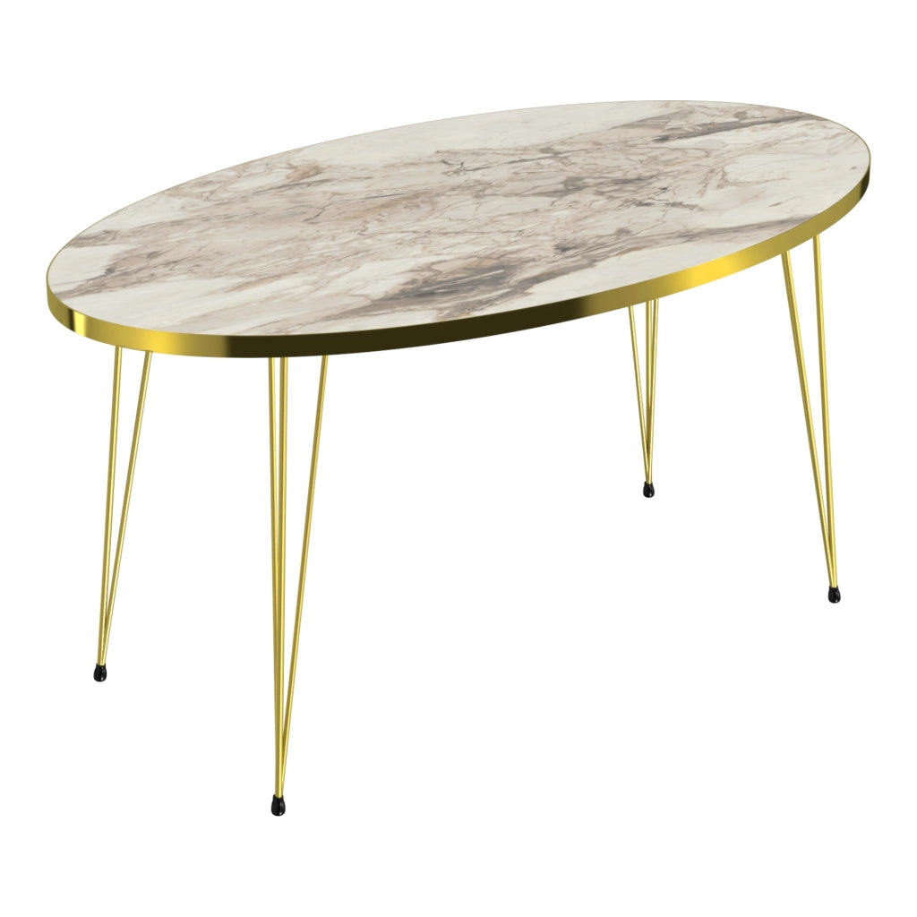 Tavolino Basso da caffè 'Skævinge' (AxLxP) 43 x 90 x 50 cm Tavolino da Salotto con 4 Gambe a Forcina e Piano Ovale -