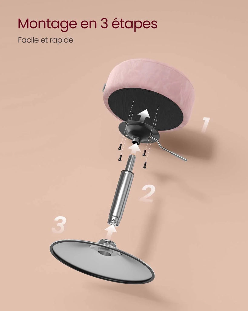 Sgabello da trucco girevole a 360 gradi regolabile in altezza con spesso cuscino in PU sgabello da toeletta per camera da letto cucina sala da pranzo rosa moderno 12_0007720