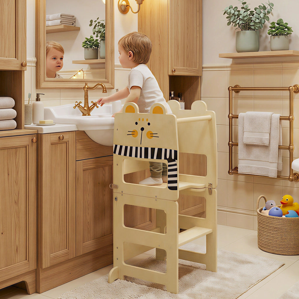 Scala di apprendimento 3 in 1 pieghevole ¨C zephmum ¨C bianco naturale 90x40x90