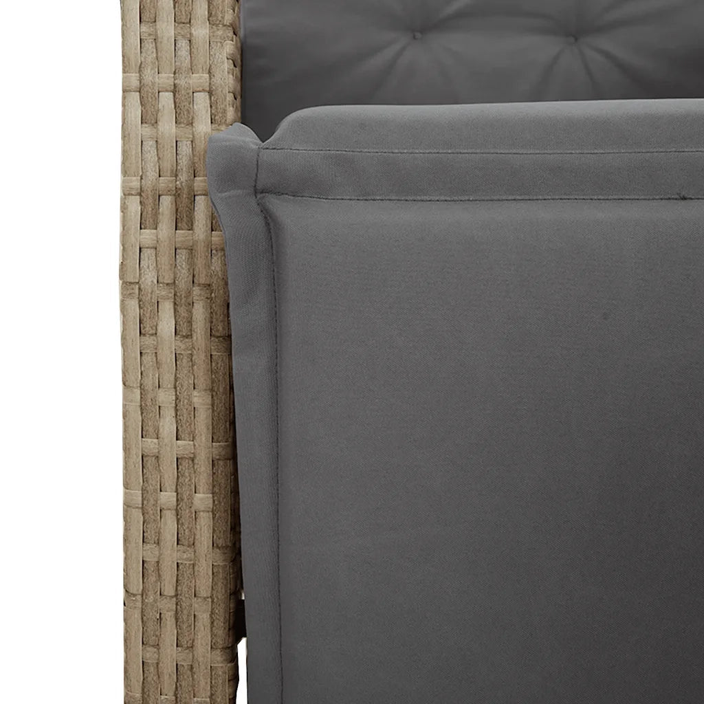 vidaXL Set Pranzo da Giardino 5 pz con Cuscini Beige Misto Polyrattan
