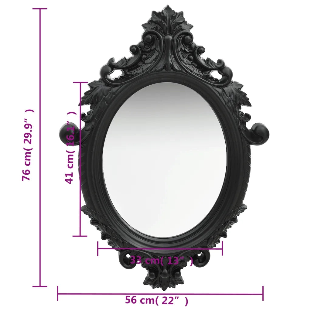 Specchio da Parete-Specchio a muro Stile Castello 56x76 cm Nero