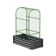 Fioriera con grigliato in metallo zincato per orto, verdure, erbe e fiori nera 120 × 60 × 150 cm