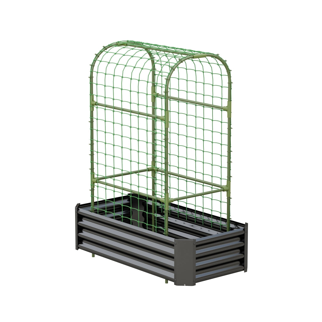 Fioriera con grigliato in metallo zincato per orto, verdure, erbe e fiori nera 120 × 60 × 150 cm