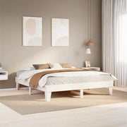 Giroletto senza Materasso-Struttura Letto Bianco 200x200 cm Legno Massello Pino 181829